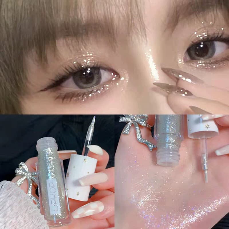 Uma gota lágrimas sombra líquida estroboscópio piscando diamante deitado bicho da seda Natural destacando brilho líquido