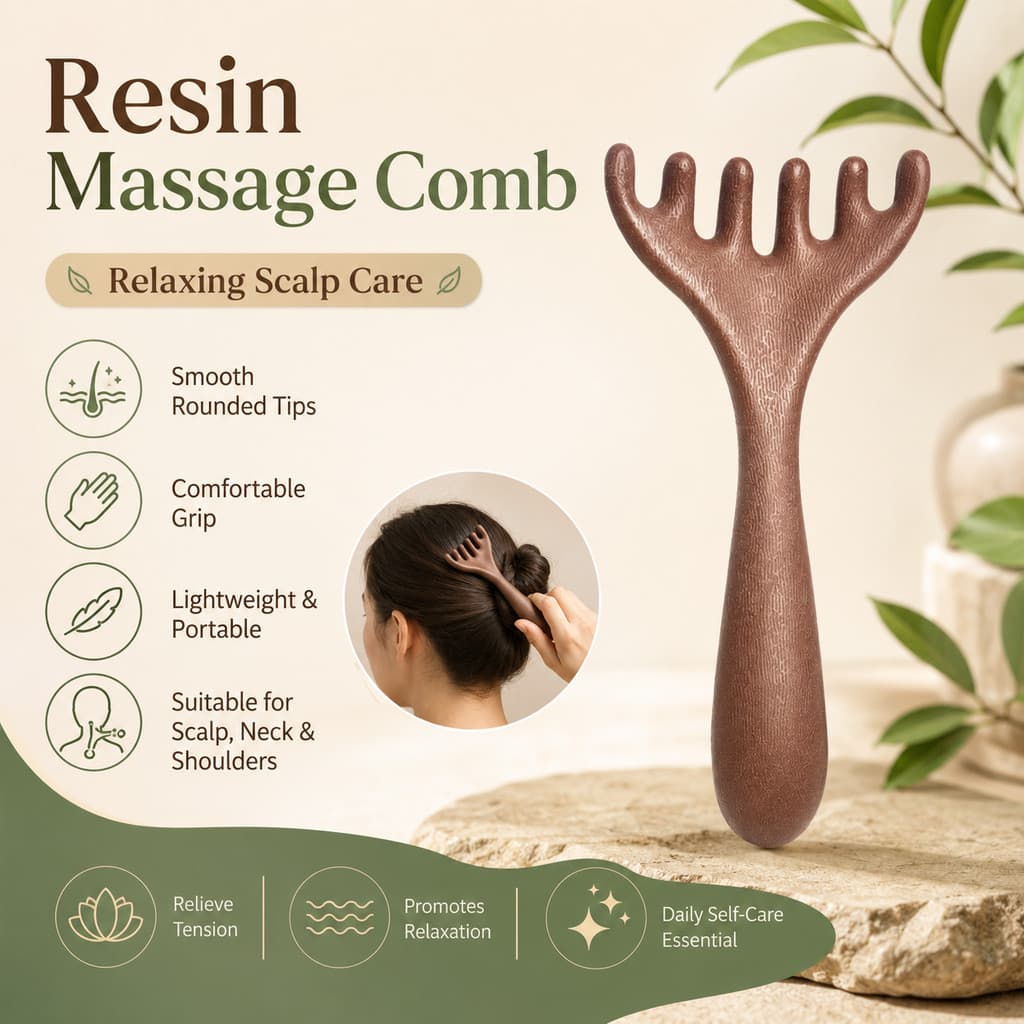 Escova de Massagem para Couro Cabeludo em Resina com Formato de Chifre de Veado |   Pente Antiestático para Cuidado Capi