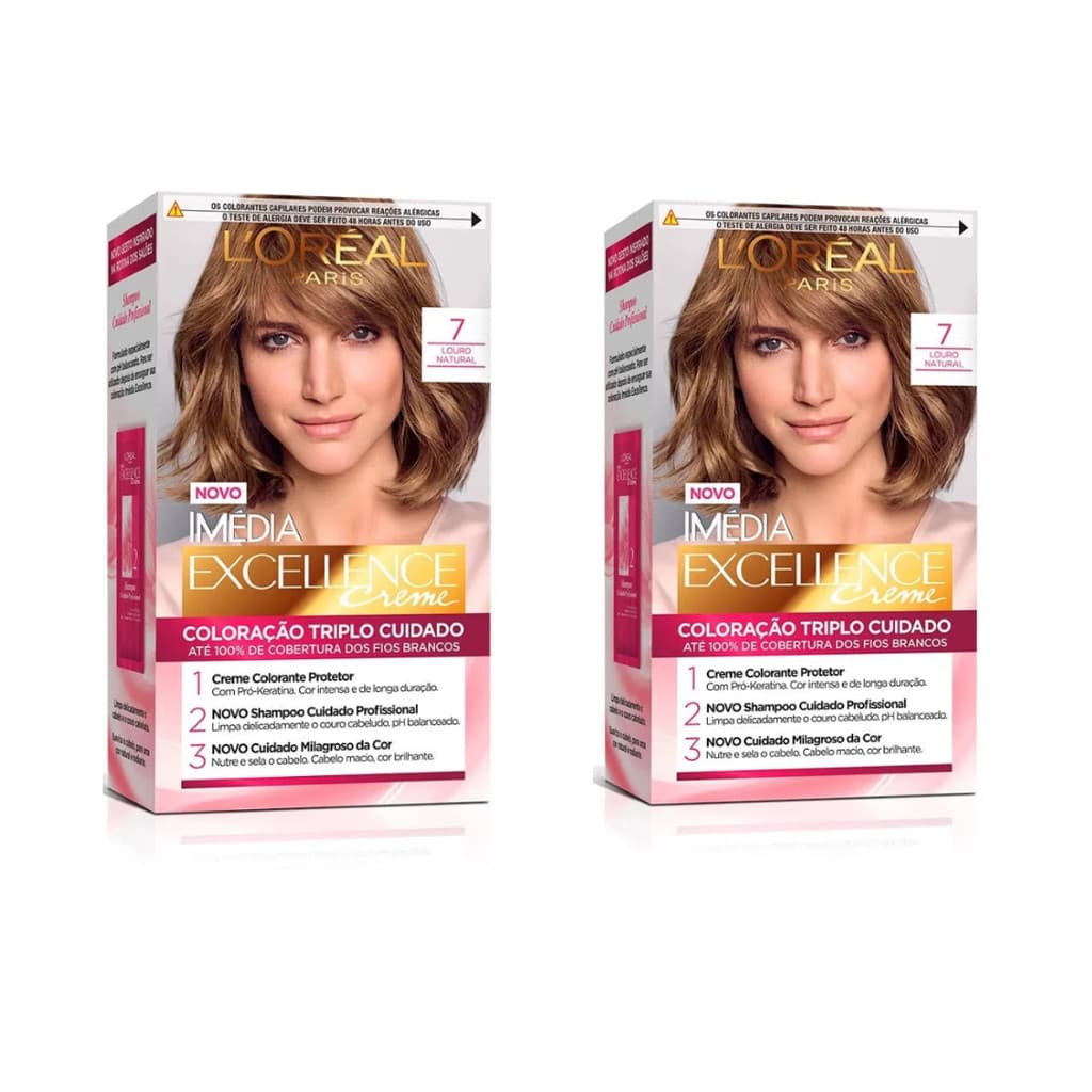 Kit 2 Tinta imedia Excellence Cor 7.0 Louro Natural