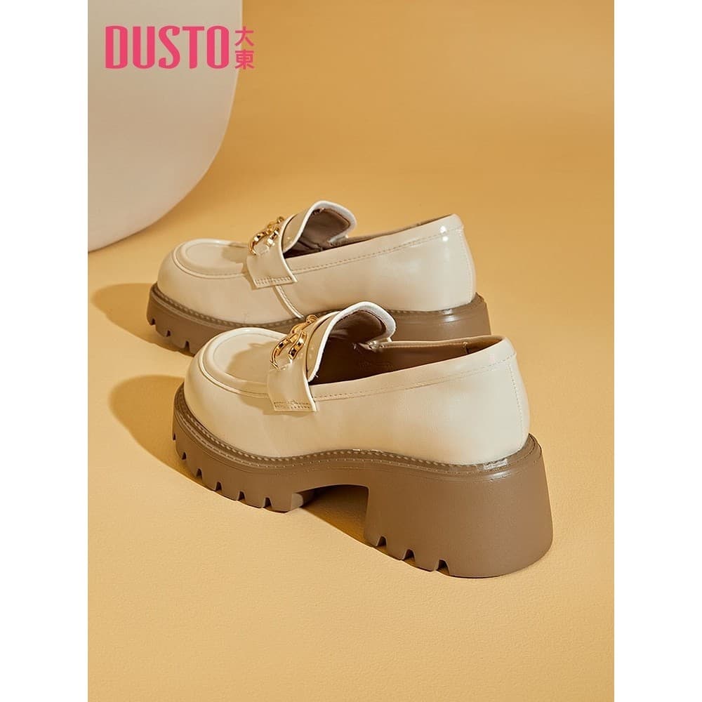 Dadong mocassins brancos de sola grossa femininos verão 2026 novo estilo sapatos femininos franceses sapatos de salto al
