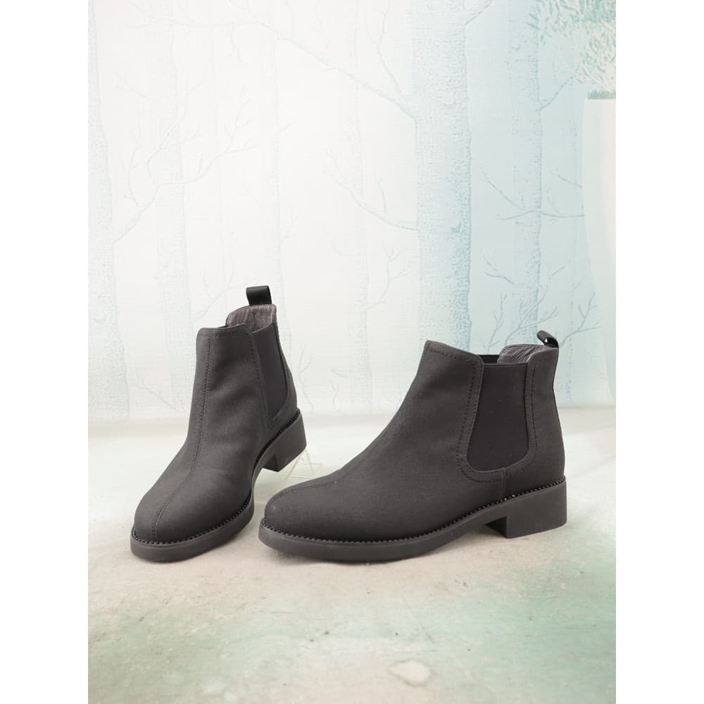 Tamanho 35 preto dedo do pé redondo sapatos femininos de salto grosso deslizamento-On capa pé chaminé botas femininas bo