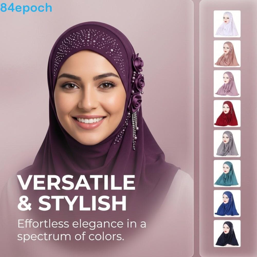 BREPOCH Hijab Muçulmano , Hijabs Femininos De Cobertura Completa , Lenço Islâmico Elegante Floral Respirável