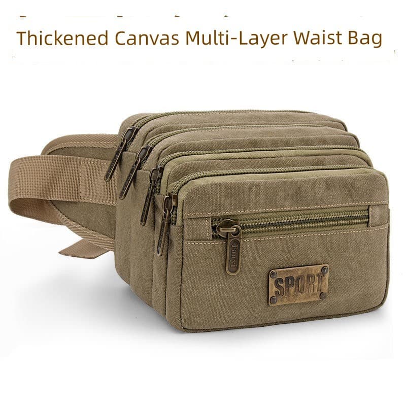 Novo estilo ao ar livre bolsa de cintura masculina de grande capacidade multifuncional bolsa de cintura de lona masculin