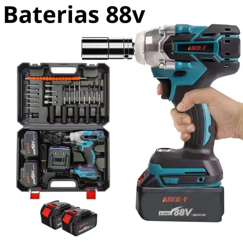 Chave de Impacto Sem Fio 88V 3 em 1 com 2 Baterias e Maleta - Kit Completo Profissional 2026