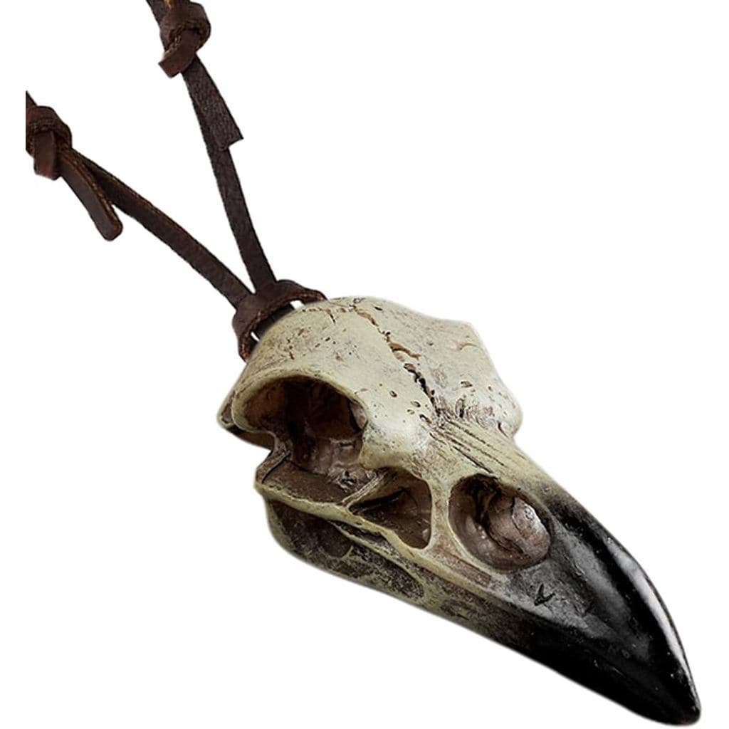 Colar com Pingente de Crânio de Corvo Esculpido para Homens e Mulheres, Colar de Crânio de Corvo Viking 3D para Hallowee