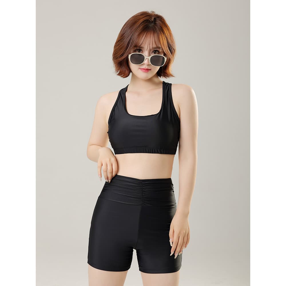 2024 Novo estilo calção de banho feminino Anti-reflexo Boxer cintura alta capa barriga estreita barriga estreita cinco p