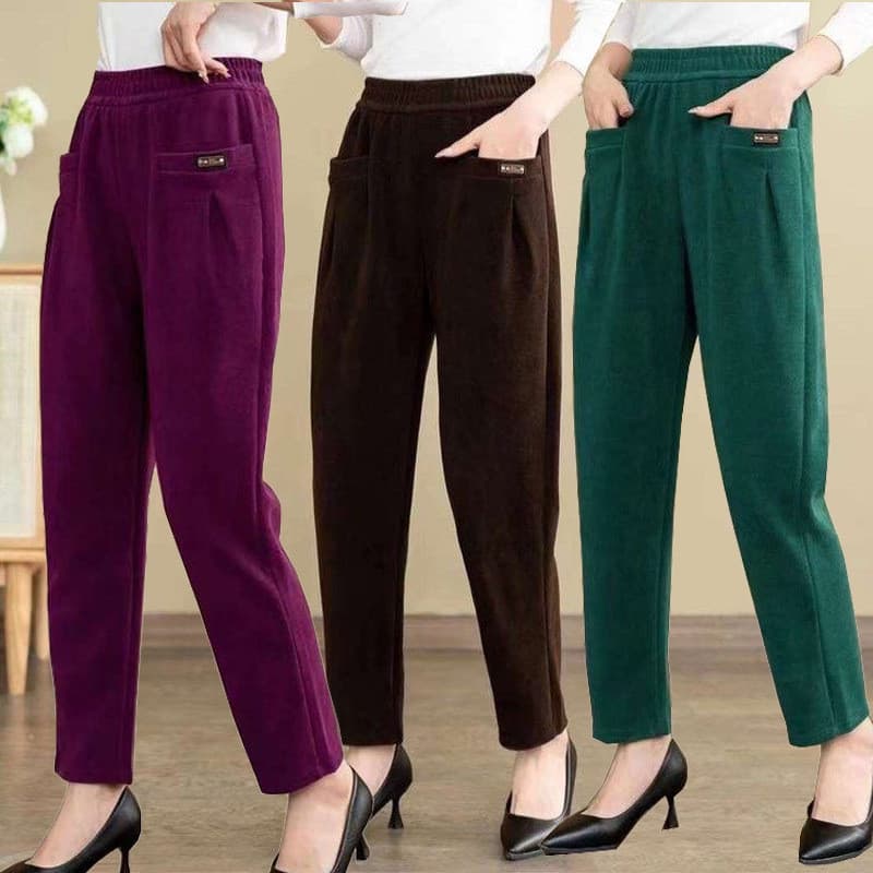 Dragão fruta cor Harem calças outono inverno novo estilo elegante All-Match cintura alta velo-velo calças retas mãe tama