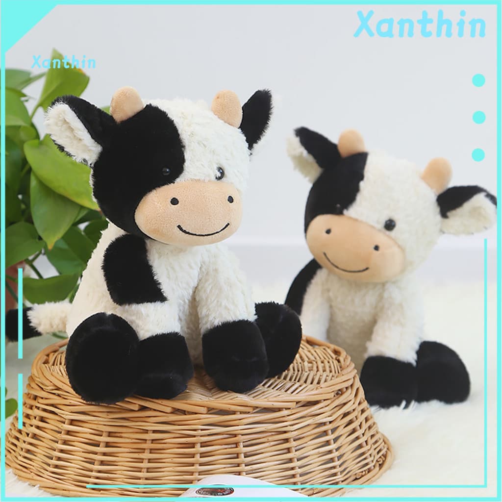 Plush Cow Toy Cartoon Chinese Zodiac – Cute Sitting Standing Stuffed Perfect Birthday Gift for Kids Adults Soft Cattle