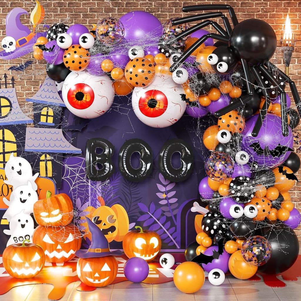 Dan&Y's PTY 132 Peças Decorações de Festa de Halloween Kit de Arco de Balões Suprimentos para Festa Olhos de Plástico As