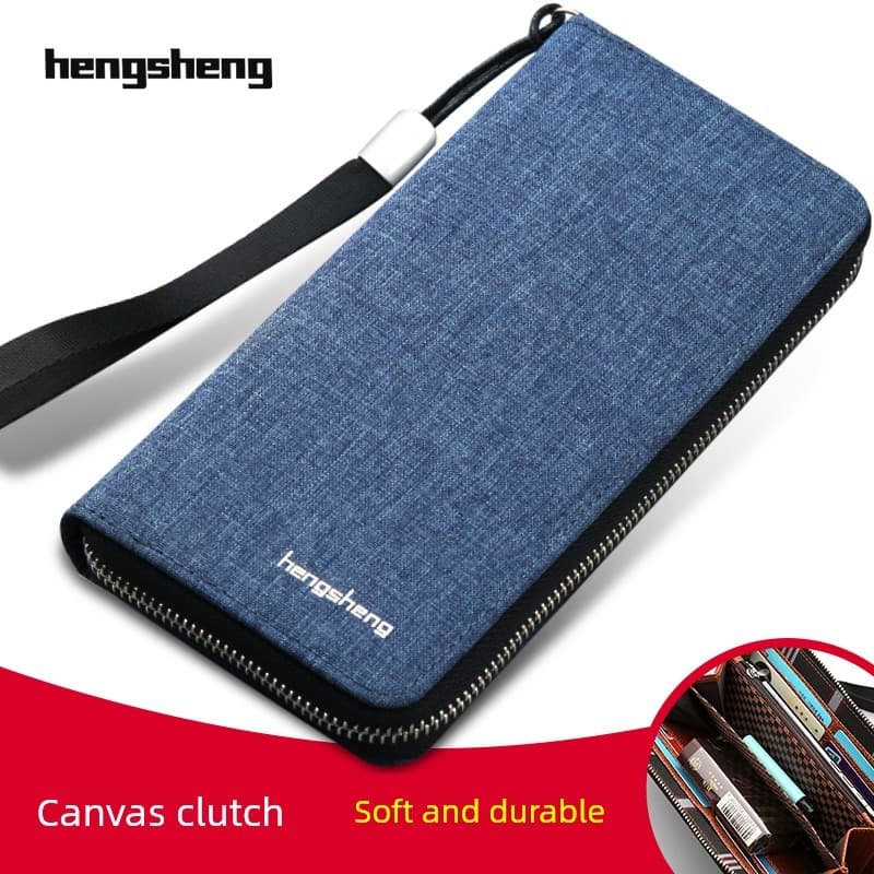 carteira masculina carteira masculina com ziper Novos homens zíper carteira longa lona grande capacidade saco do telefon