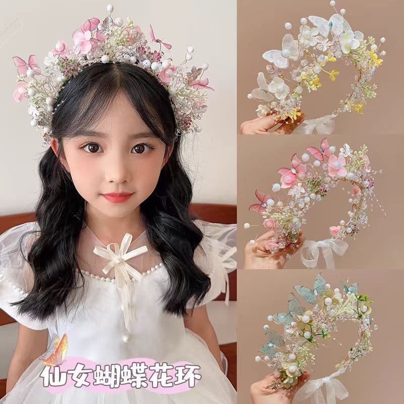 Acessórios de cabelo infantis requintados, tiaras florais elegantes, tiaras florais adequadas para meninas, acessórios p