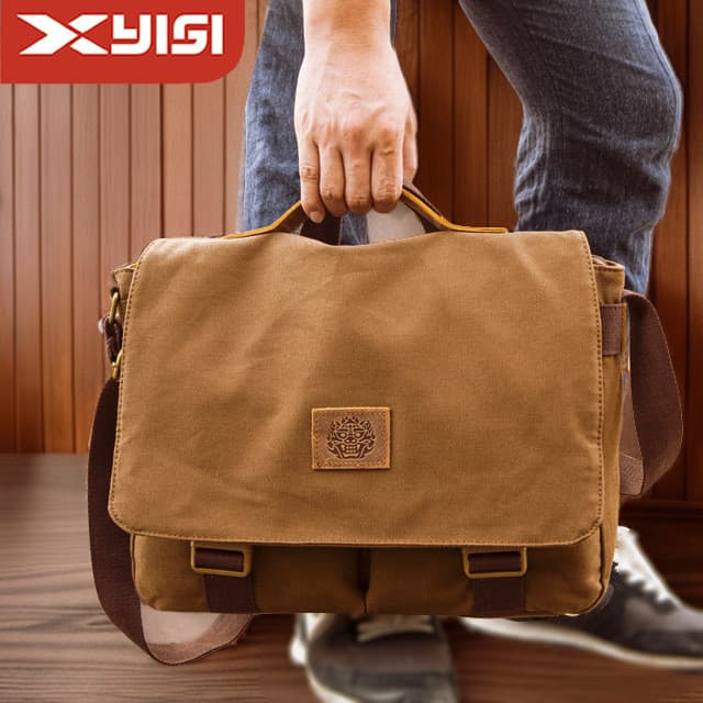 Bolsa de lona masculina bolsa de ombro mensageiro portátil dupla utilização bolsa masculina Retro carteiro casual simple