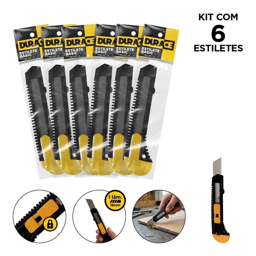 Estilete Basic DURACE 18mm c/6unid