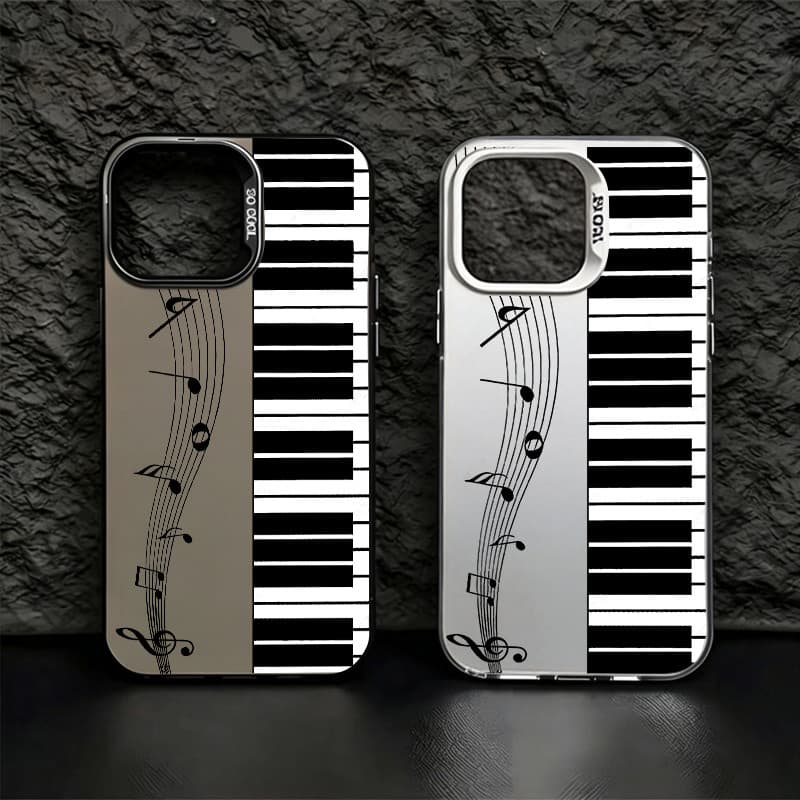 Capinha Anti Queda com de Teclado de Piano e Notas Musicais para iPhone 11 12 13 14 15 16 Pro Max,Capinha anti queda