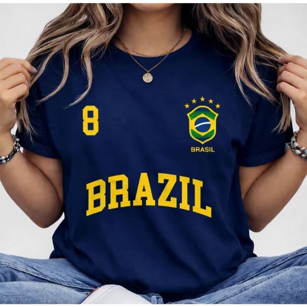 Camiseta Feminina Brasil Copa Verão 100% Algodão Blusa Feminina Brasil Camisa T-Shirt Streetwear