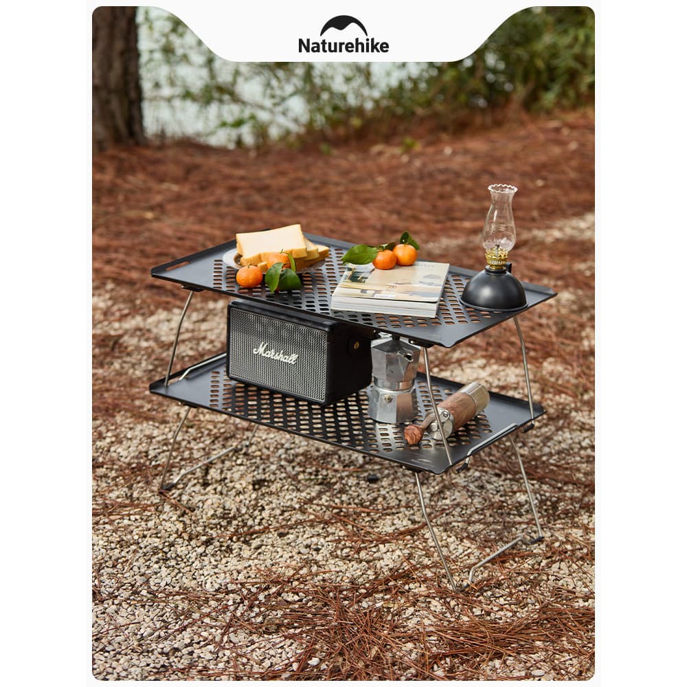 Naturehike Naturehike mesa multiuso de armazenamento ao ar livre portátil acampamento mesa dobrável de aço inoxidável ad