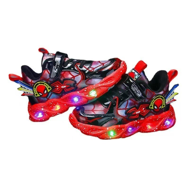 Teia de aranha meninos sapatos com luz 2026 outono inverno couro à prova dwaterproof água sapatos esportivos das criança