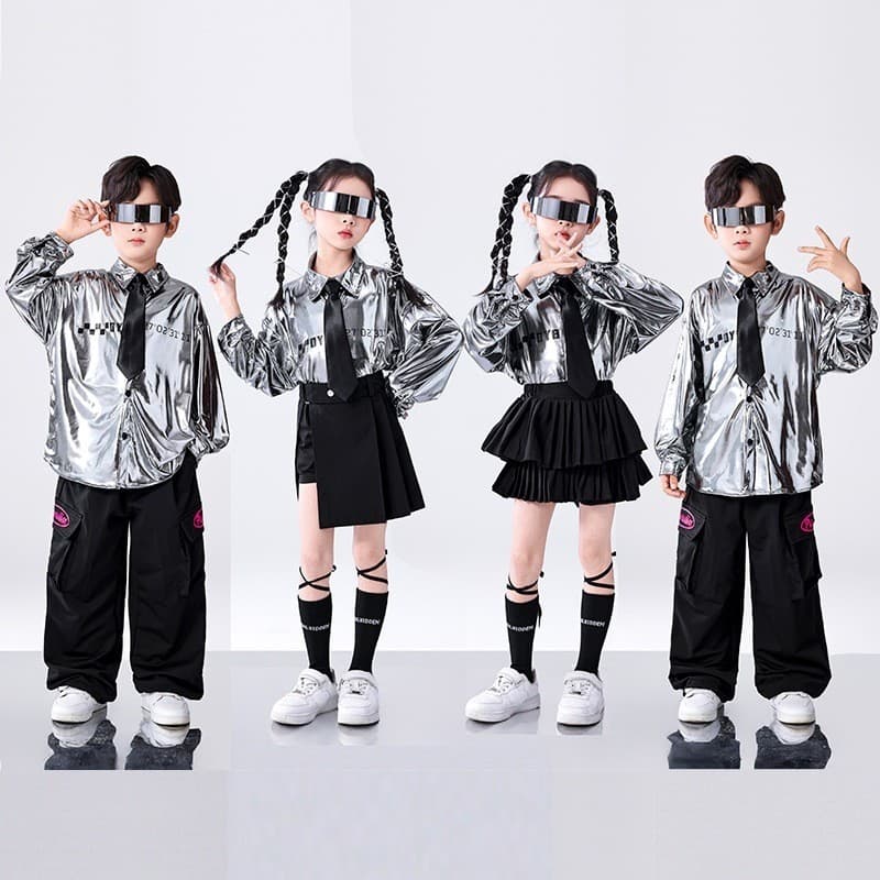 Fantasia de tecnologia infantil, fantasia de dia de ano novo, lantejoulas, meninos, meninas, traje futuro, líder de torc
