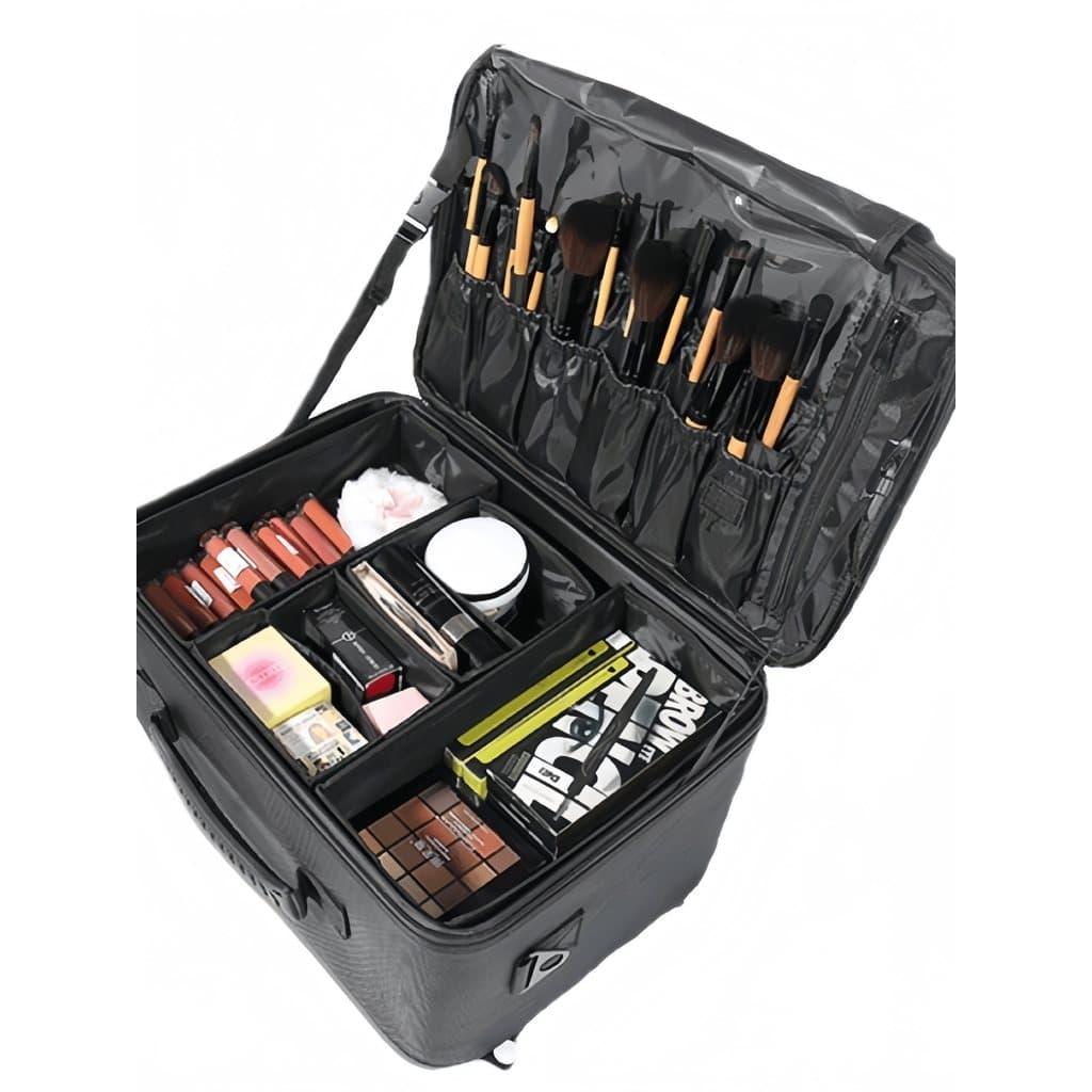 Bolsa cosmética com divisória dedicada para artista de maquiagem aumentada, bolsa de cosméticos de camada dupla, estojo