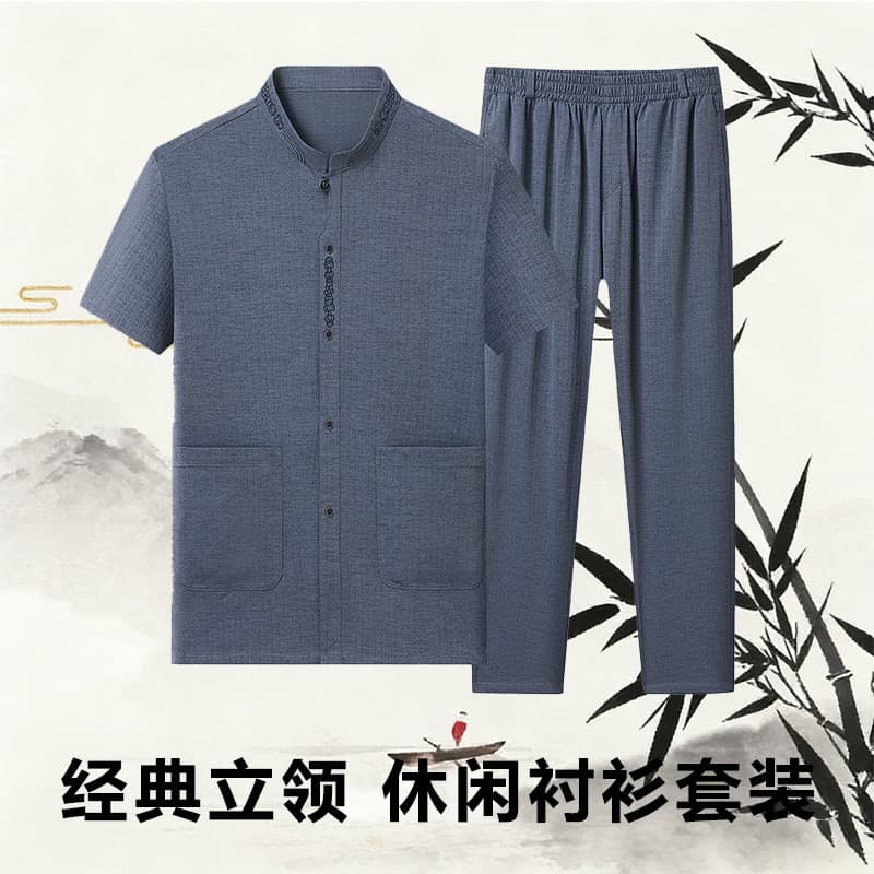 Pai verão terno 6 novo idosos de meia-idade movendo terno masculino camisa de manga curta roupas do dia dos pais