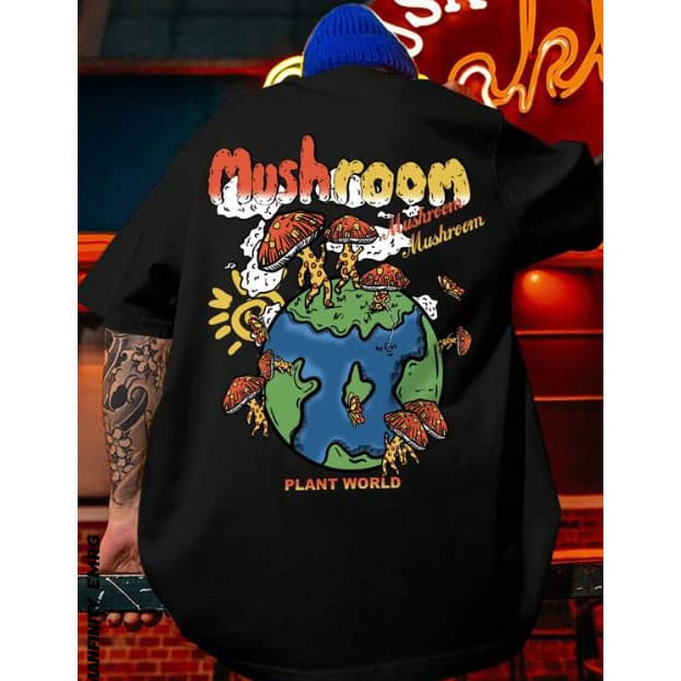 Camiseta Terra Cogumelos Moda Streetwear Camisa T-Shirt Blusa Masculino Feminino Algodão Premium