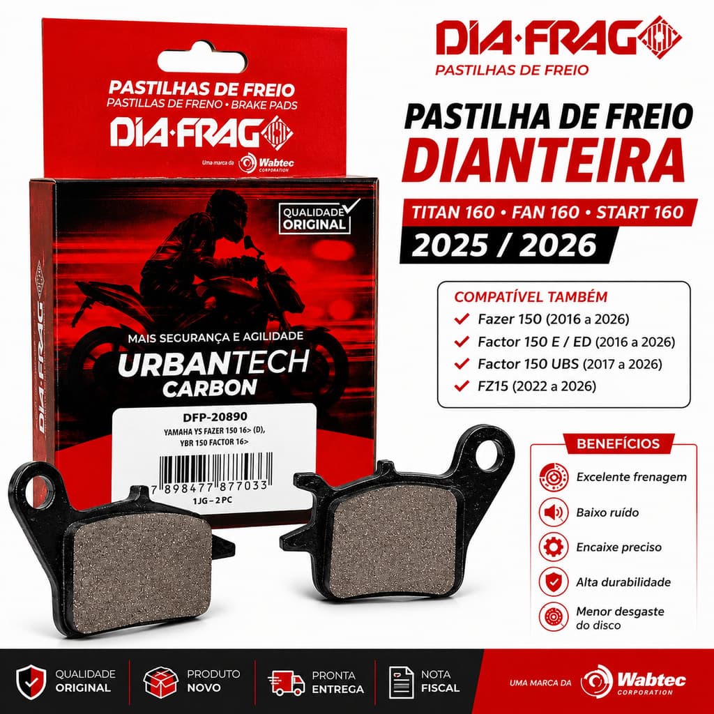 Pastilha Freio Titan Fan Start 160 2025 2026 Fazer Factor 150 Yamaha Dianteira Diafrag