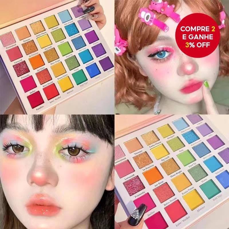 Paleta De Sombras Arco-Íris De 30 Cores Pérola Lantejoulas Maquiagem De Palco Para Festa E Festival