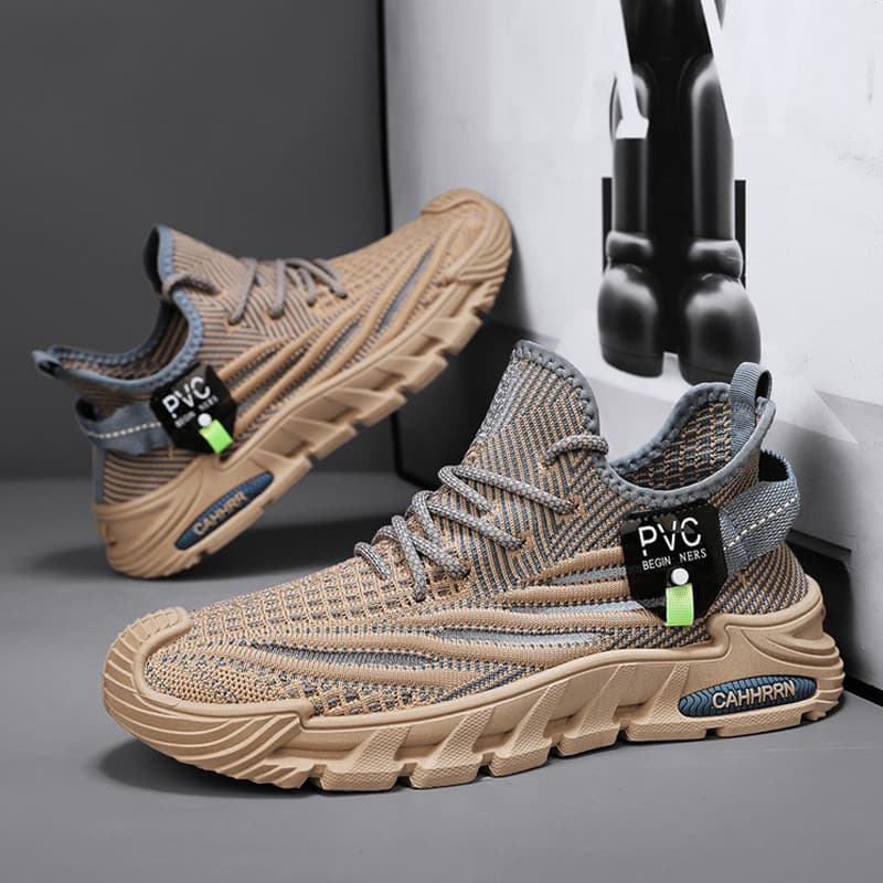 Voando tecido malha tênis masculino verão respirável correndo coco pai Casual malha sapatos trabalho proteção do trabalh
