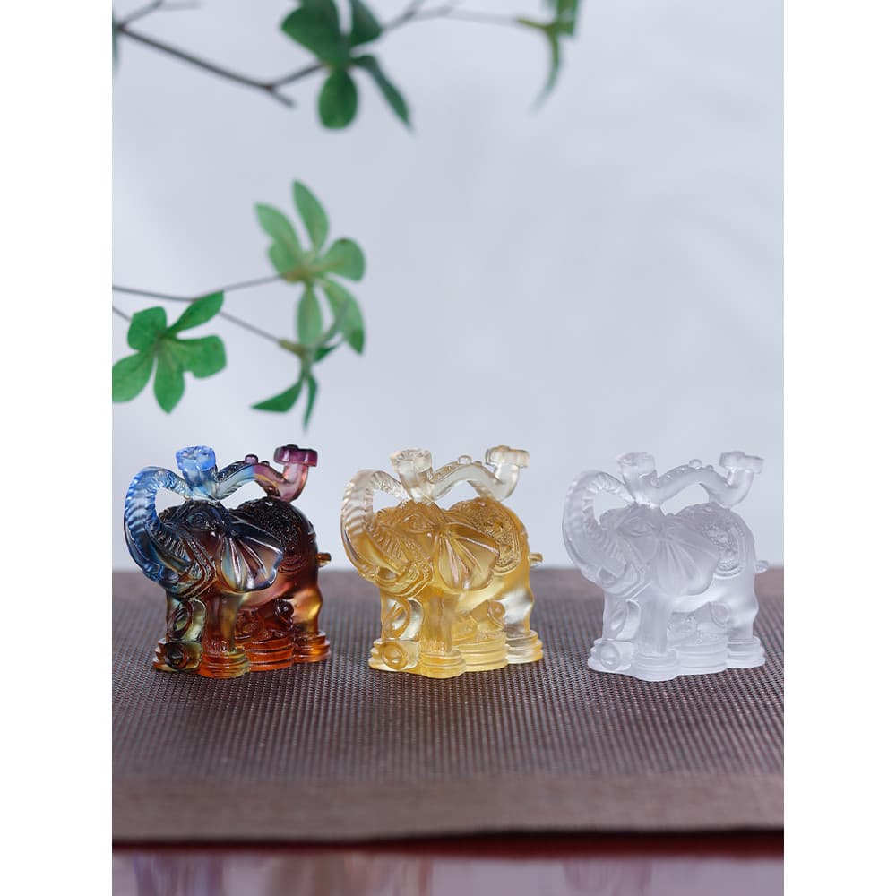 Zen Yue Arte Budista Feito à Mão Método Antigo Esmalte Auspicioso Elefante Branco da Sorte Animais Mantendo Dinheiro Dec