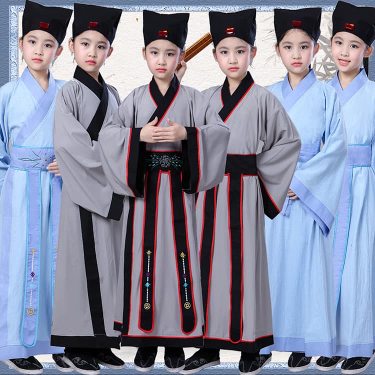 Hanfu masculino uniforme escolar chinês caneta cerimônia de abertura antigo traje livro traje infantil clássicos de três