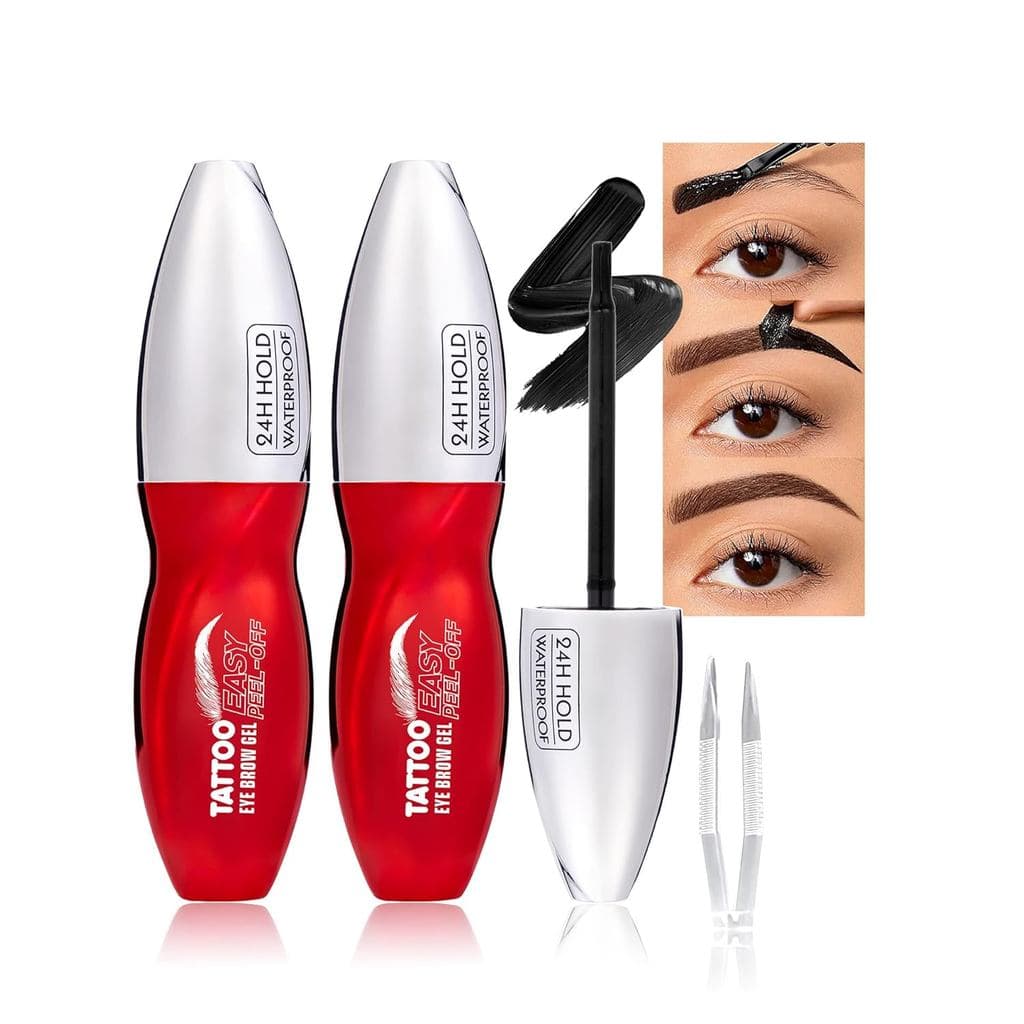 2 Peças de Gel para Tingir Sobrancelhas Vermelho-Acastanhado com Pinça - Tinta para Sobrancelhas de Longa Duração, à Pro