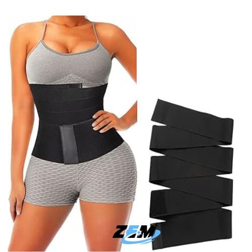 2 Cinta Modeladora INVISÍVEL Faixa Cintura Queima Gordura Preta Wrap Wais