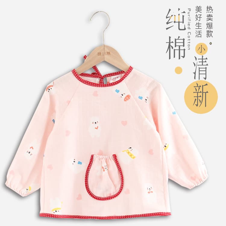 Macacão de bebê comendo roupas de algodão puro aventais infantis anti-desgaste de manga comprida impermeável anti-sujo b