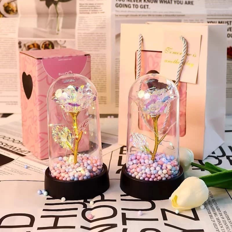 Rosa Encantada com Luz LED-Flor  Presente romântico Eterna