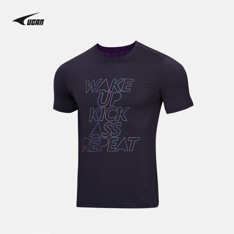 Ucan ucan novo estilo esportes camiseta masculina em torno do pescoço terno de treinamento de manga curta estilo fino re