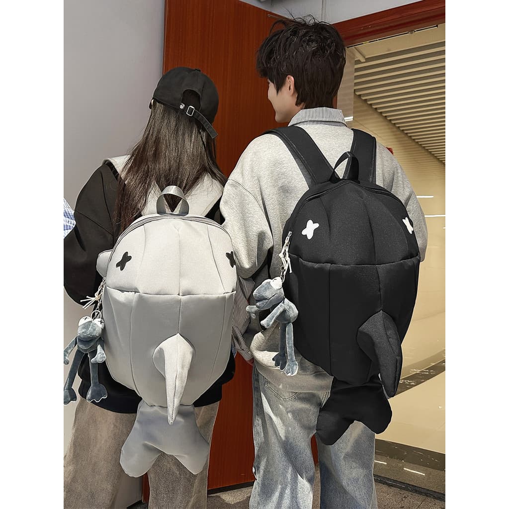 Tubarão mochila feminina nicho Design saco de ciclismo masculino baleia capacete da motocicleta saco estudante mochila n
