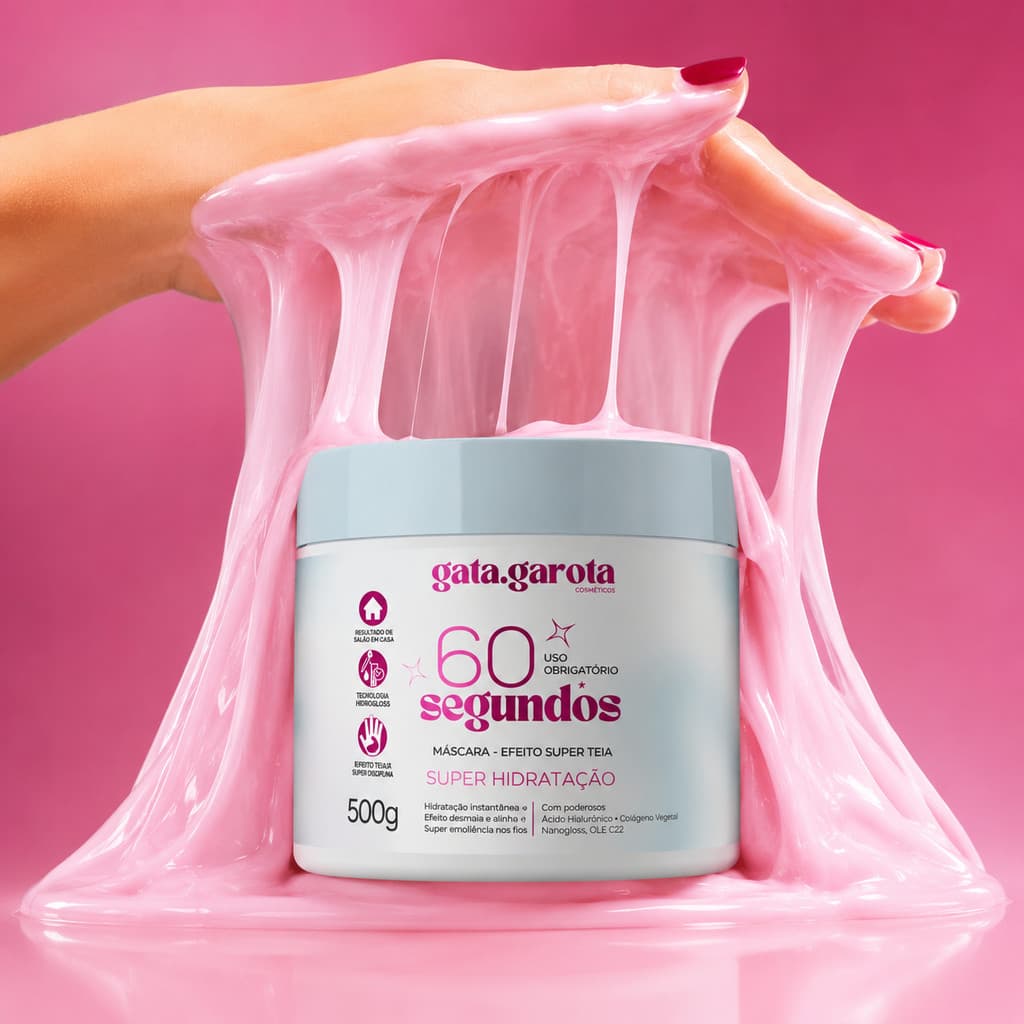 Máscara 60 Segundos Super Teia Hidratação Capilar Desmaia Cabelo Antifrizz Brilho 3D Gata Garota