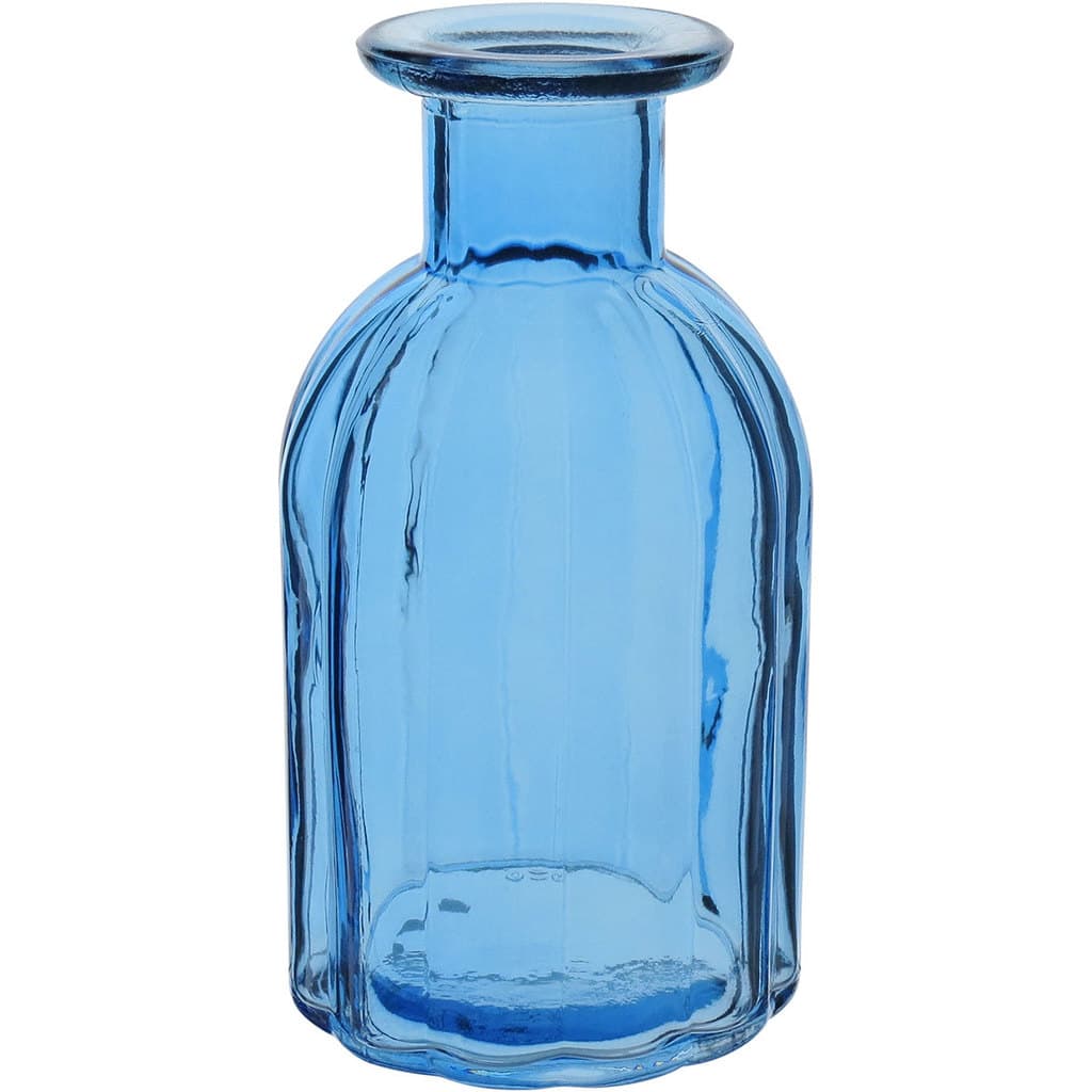 Vaso Decorativo Enfeite Planta Garrafa Vidro 10x5x5cm Azul Flores Suculenta Sala Jardim Casa