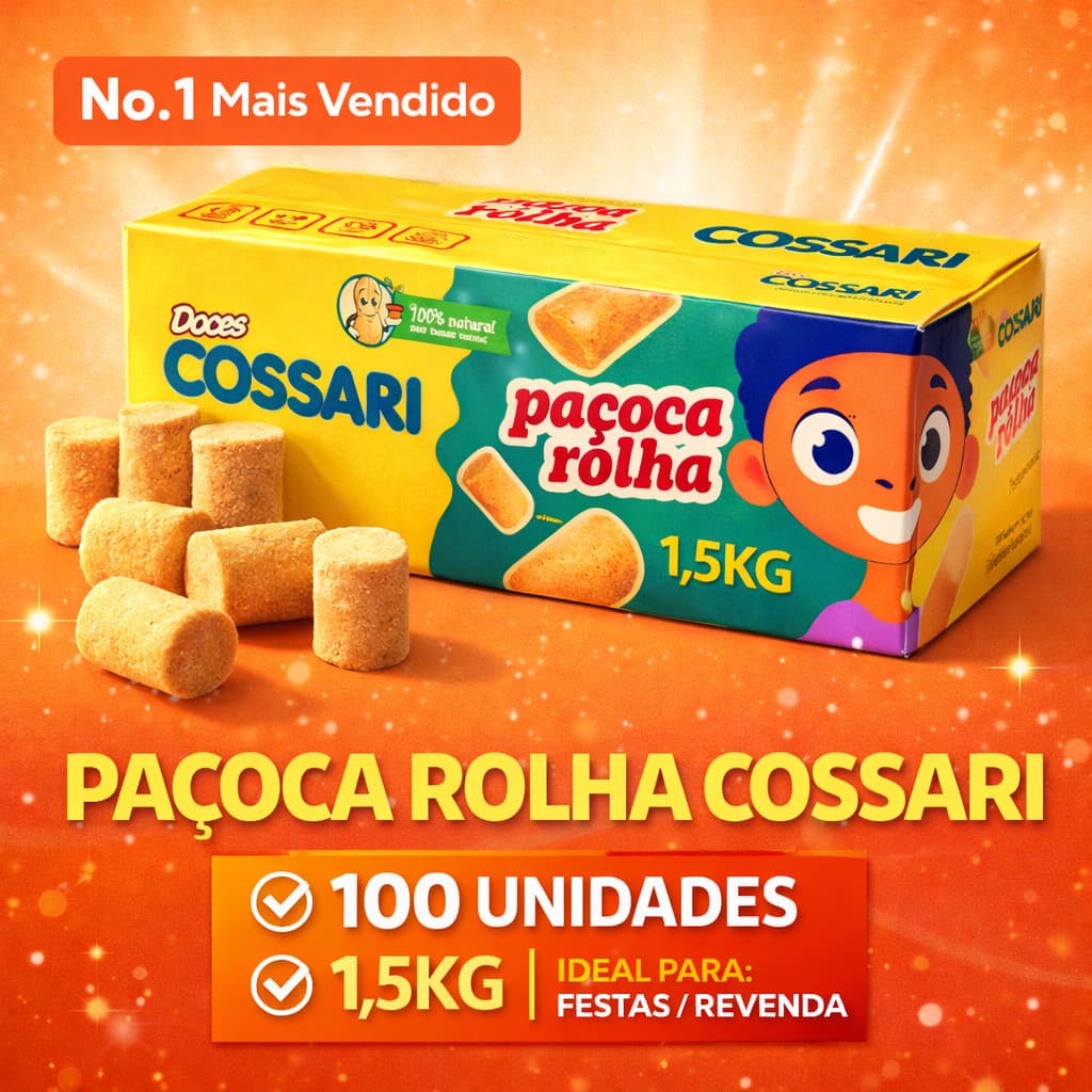 Paçoca Rolha Caixa 100 Unidades - Doce Embalado Paçoquinha Atacado Festa Promoção