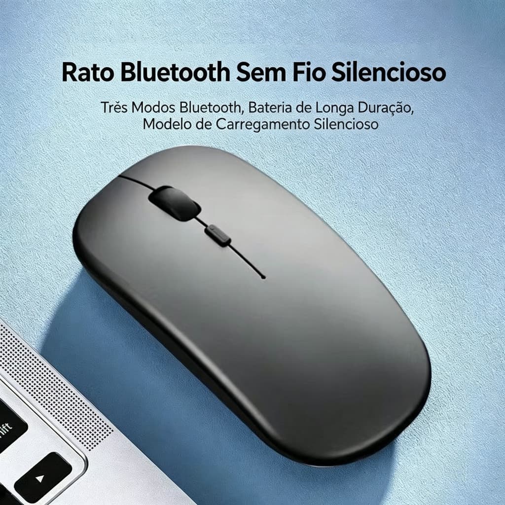 Mouse Bluetooth Ergonômico Recarregável Ultra fino Modo Duplo De Computador Sem Fio PC E Mac