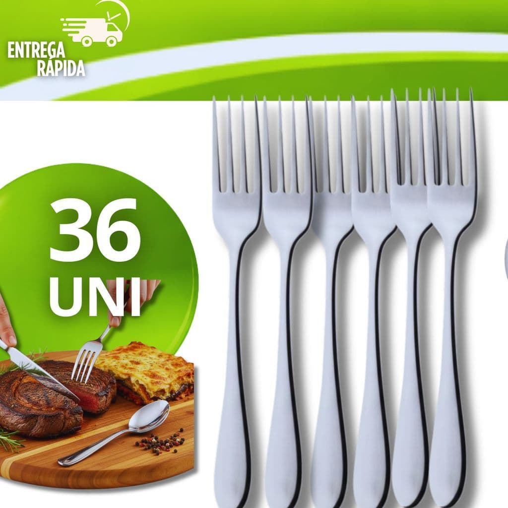 36 Garfos Talheres Conjunto de Aço Inox Reutilizável para Cozinha Cafeteria Churrasco Festa Restaurante Lanchonete Bar