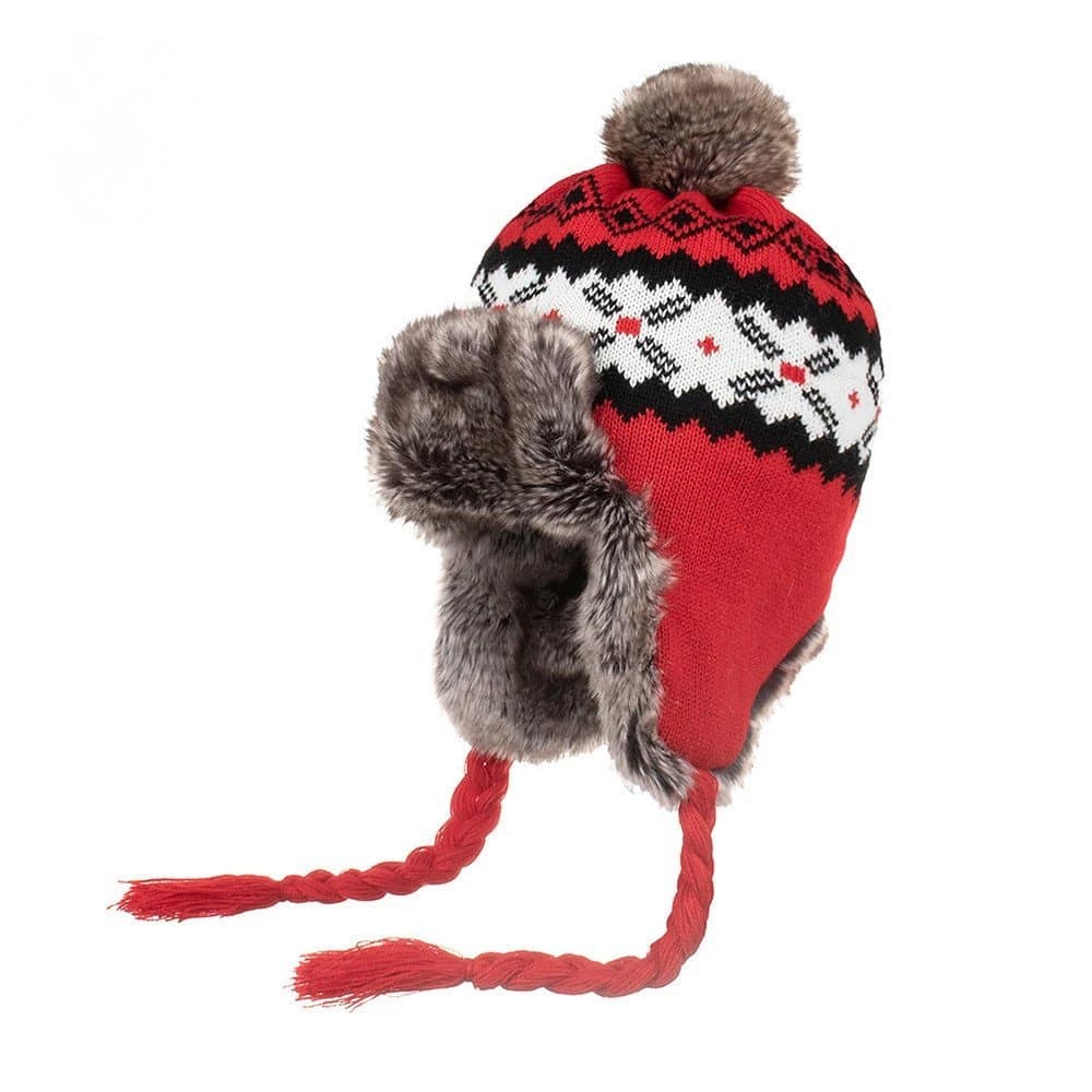 Vermelho Inverno Quente Feminino Malha Chapéu Russo Lã Trapper Bombardeiro Chapéus Para Homens Ao Ar Livre À Prova De Ve