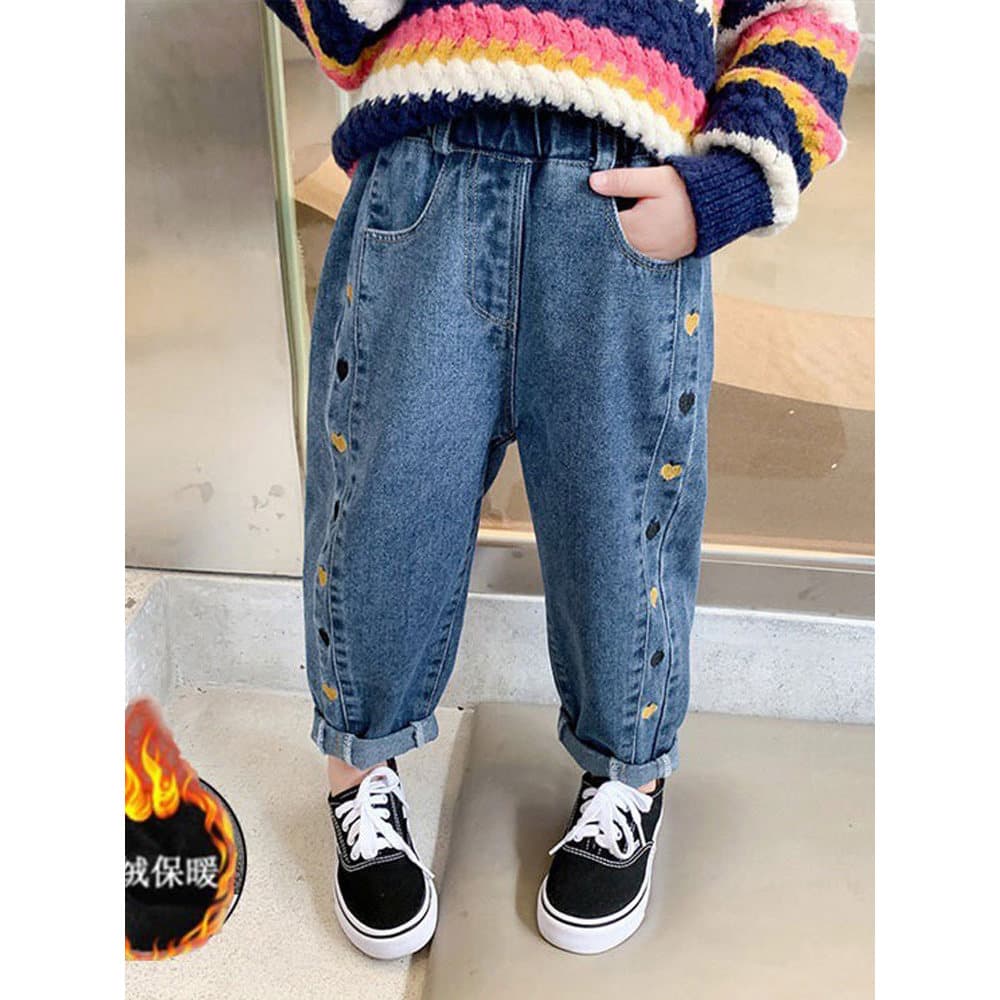 Meninas engrossado velo-de lã Jeans 2025 outono inverno novo estilo versão coreana calças