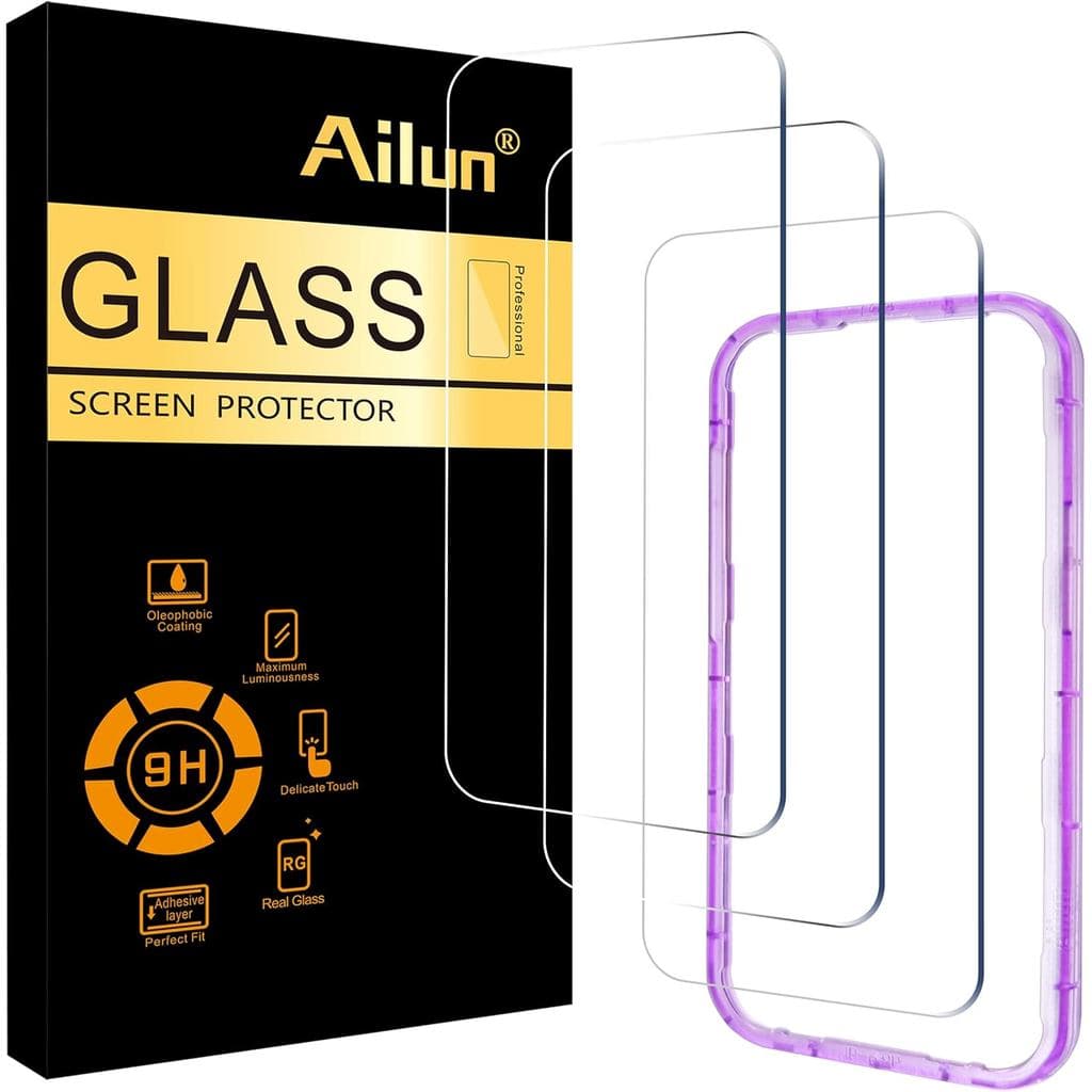 Protetor de Tela Ailun3Pack para 17ProMax [6.9 polegadas] com Moldura de Instalação, Vidro Temperado, Proteção de Sensor