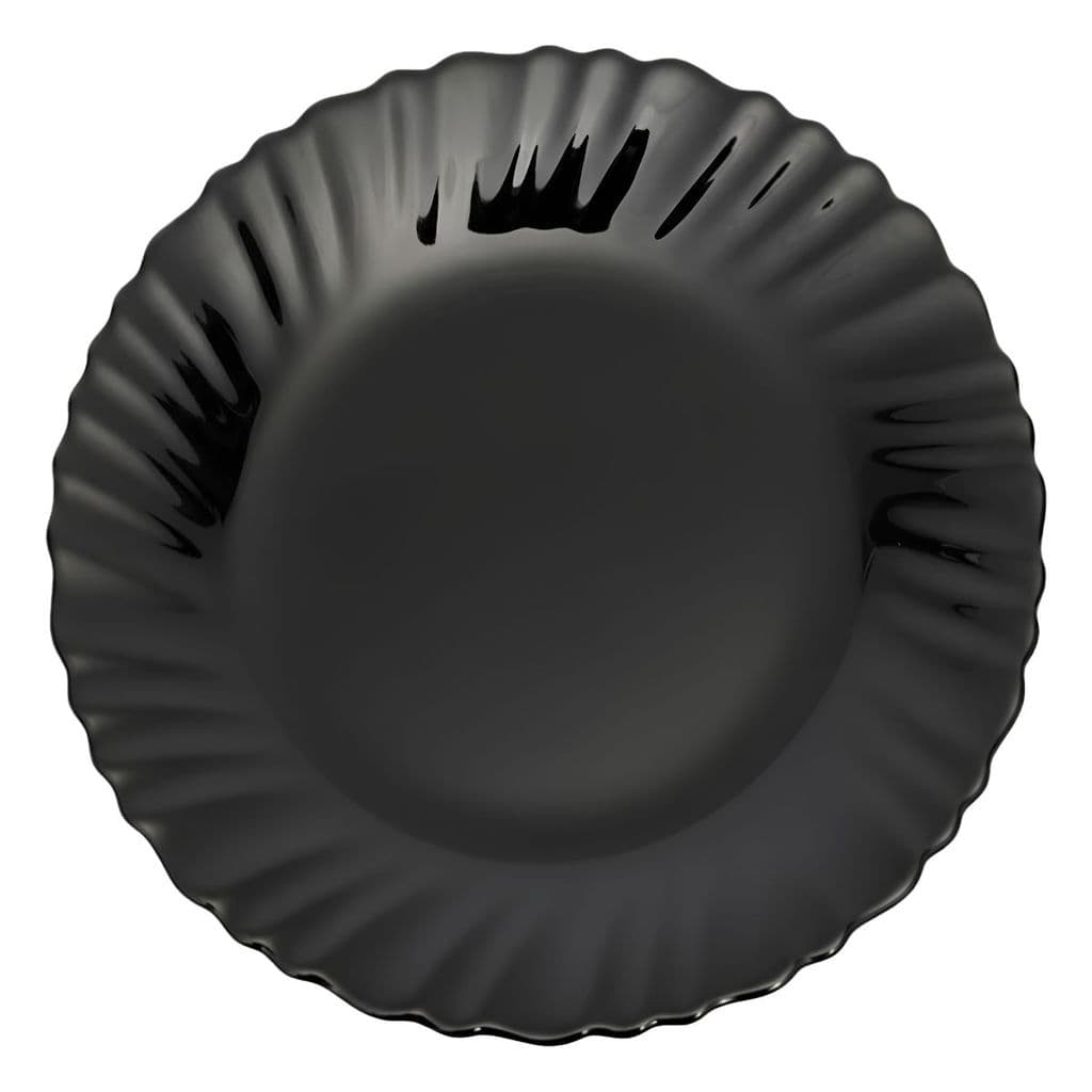 Prato De Sobremesa De Vidro Preto Feston 19,00 Cm Pratinho Pequeno Louça Para Sobremesa Em Casa Tem