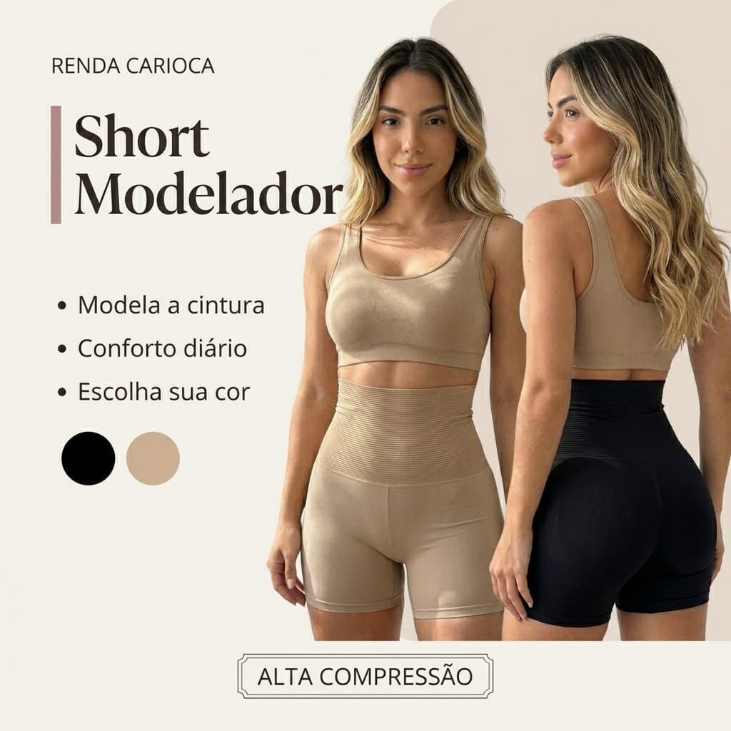 Short Modelador Feminino Cintura Alta Compressão Pós-Parto Não Enrola