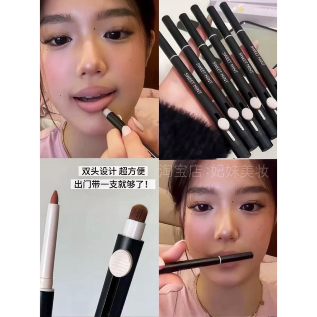 Fora de estoque King Return doce Lip Liner Lip Brush dois em um Expandir lábio em forma de canela Nude labial profission