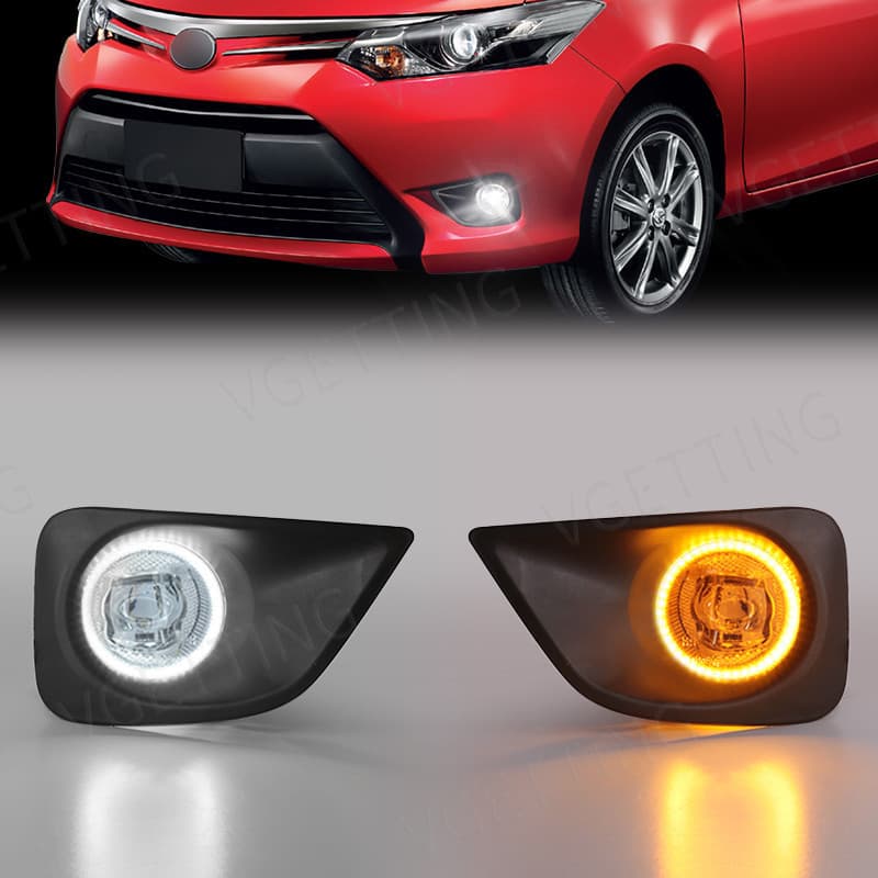 Para Toyota Vios/Yaris Sedan 2013 2014 2015 2016 2017 Led Luz De Nevoeiro Lâmpada Circulação Diurna DRL Sinal Volta Auto
