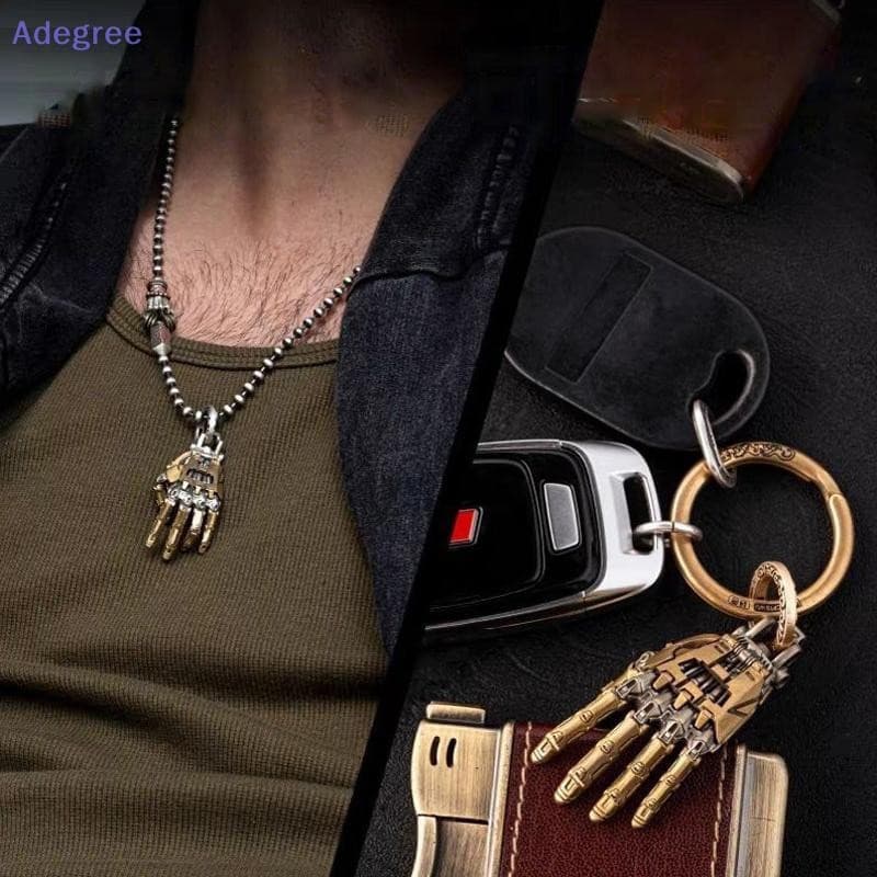 Adegree Moda Mecânica Biônica Mão Pingente Com Corrente Para Homens Mulheres Criativo Móvel Articulações Dos Dedos Robô
