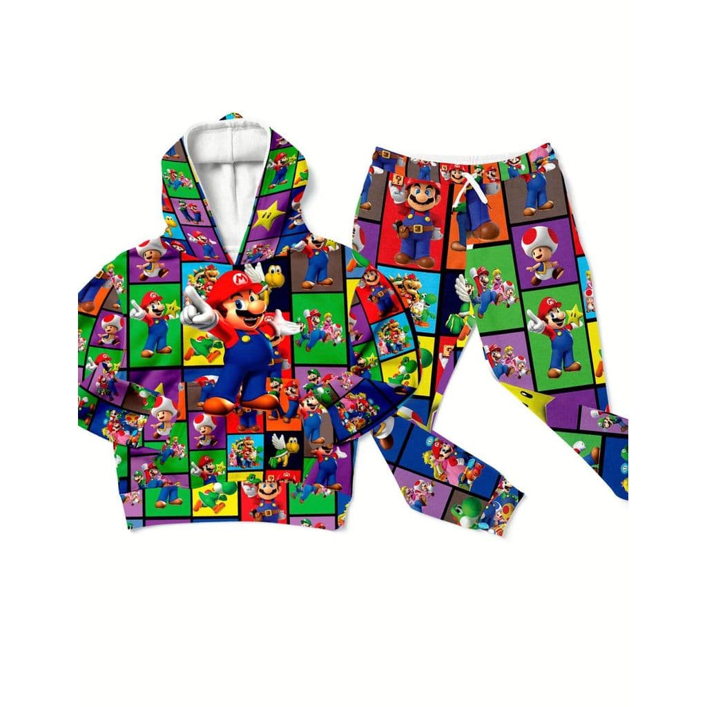 Conjunto Moletom Infantil Masculino Com Personagens Divertidos Desenho Roupa De Frio Confortável
